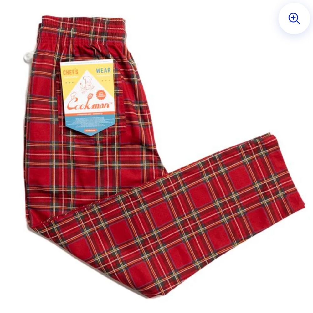 Chef's Wear Red Plaid Men's Casual Pants